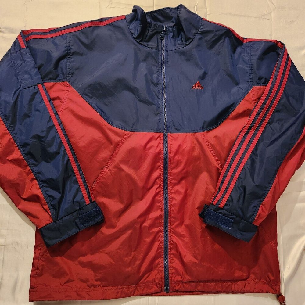 Vintage Adidas Track Jacket Men L Y2K Windbreaker Mesh Colorblock 90s Hip Hop